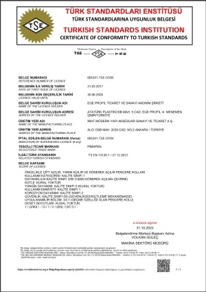 Pimapen Pencere Kolu TSE Uygunluk Belgesi- 2026
