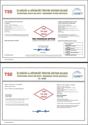 TS ISO 45001 İS SAĞLIĞI VE GÜVENLİĞİ YÖNETİM SİSTEMİ BELGESİ